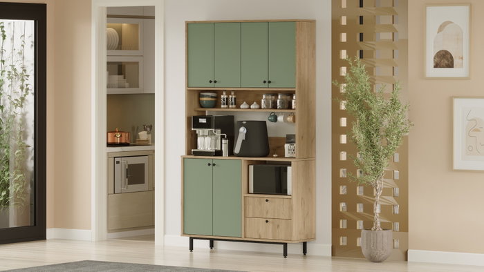 Hanah Home Armario Multiusos RE7-SY Roble y Verde